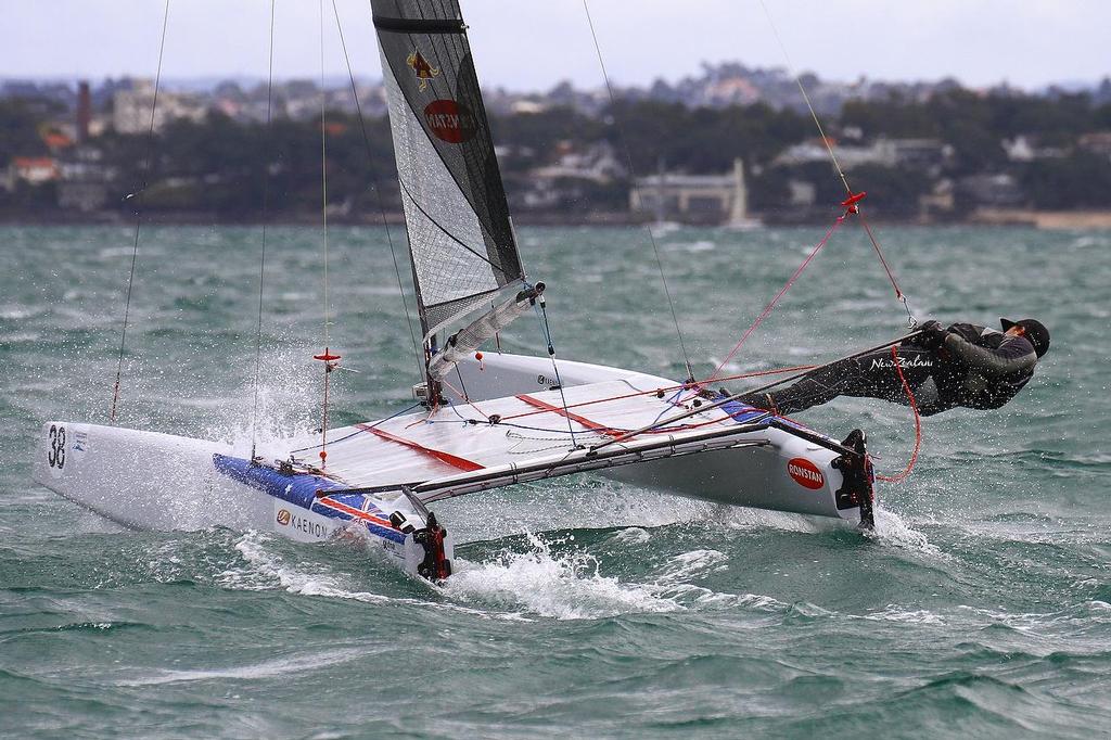 Glenn Ashby (AUS) A-class catamaran World Championships, Day 3, Takapuna February 13, 2014 © Richard Gladwell www.photosport.co.nz