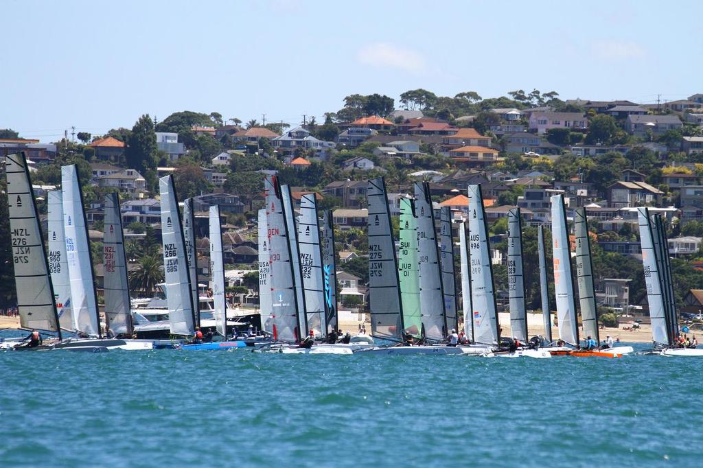Int. A-Class Catamaran World Championship, Day 5, Takapuna NZ photo copyright Richard Gladwell www.photosport.co.nz taken at  and featuring the  class