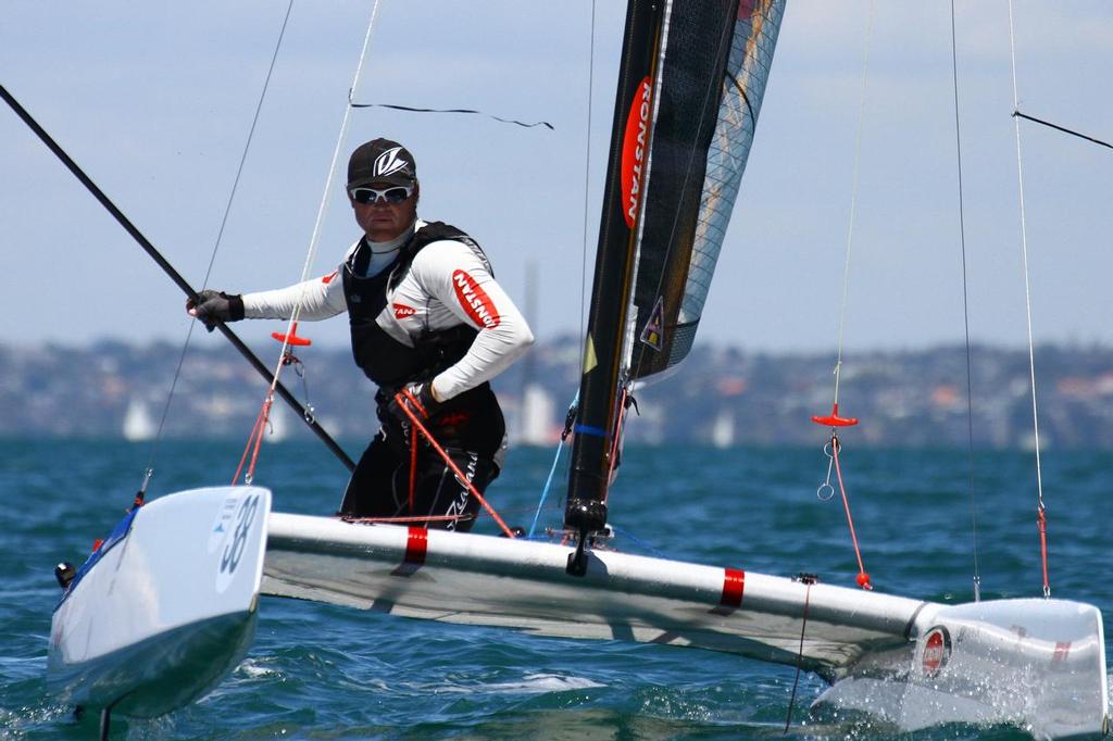 Int. A-Class Catamaran World Championship, Day 5, Takapuna NZ photo copyright Richard Gladwell www.photosport.co.nz taken at  and featuring the  class