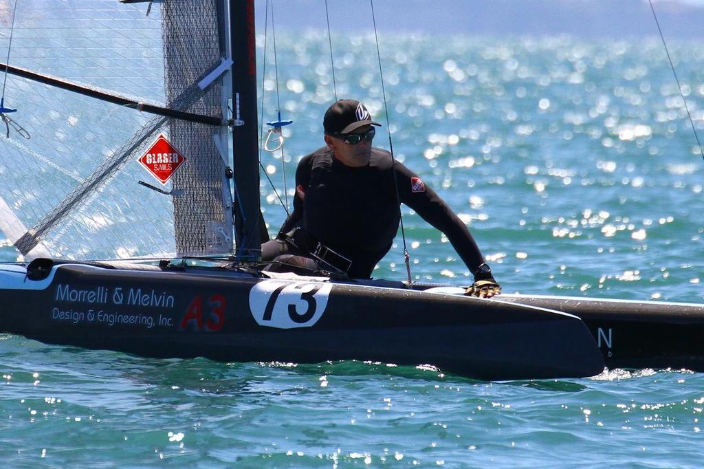 Pete Melvin (USA) Int. A-Class Catamaran World Championship, Day 5, Takapuna NZ photo copyright Richard Gladwell www.photosport.co.nz taken at  and featuring the  class