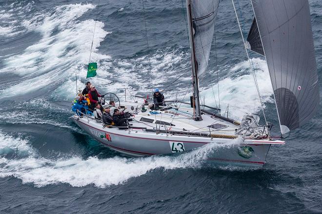 Roger Hickman's Wild Rose (AUS) sailing towards Hobart  - Rolex Sydney Hobart Yacht Race 2014. ©  Rolex / Carlo Borlenghi http://www.carloborlenghi.net
