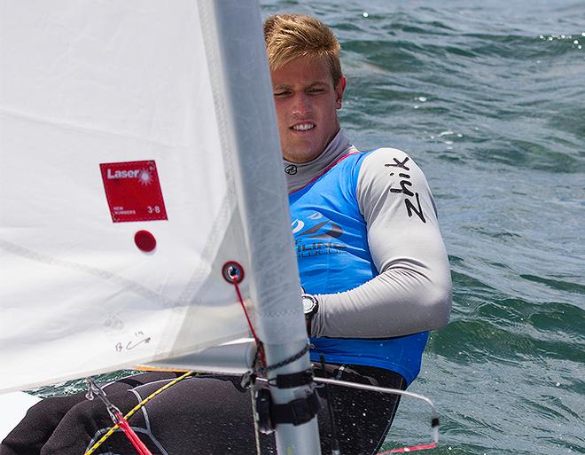 Matt Wearn and his beloved Laser. - 2014 ISAF Sailing World Cup, Melbourne ©  John Curnow