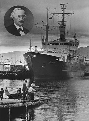 Knorr was owned by the Navy and operated by Woods Hole Oceanographic Institution from 1970 to 2014. It was named after Ernest Knorr, the cartographer who led the Navy's first systematic effort to chart and survey the ocean, from 1860 to 1885. photo copyright WHOI Archives taken at  and featuring the  class