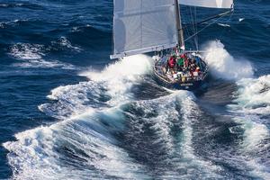 Richard Dobbs' Swan 68 Titannia of Cowes (GBR) smashing the waves as she approaches...  - Rolex Sydney Hobart Yacht Race 2014. photo copyright  Rolex / Carlo Borlenghi http://www.carloborlenghi.net taken at  and featuring the  class