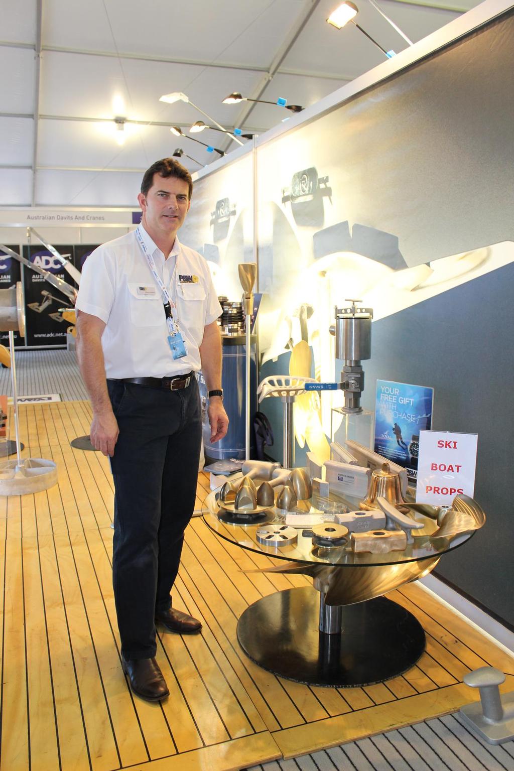 Ross Cameron shows the sturdy and beautiful propellor coffee table - a must for boaties' offices! photo copyright Jeni Bone taken at  and featuring the  class