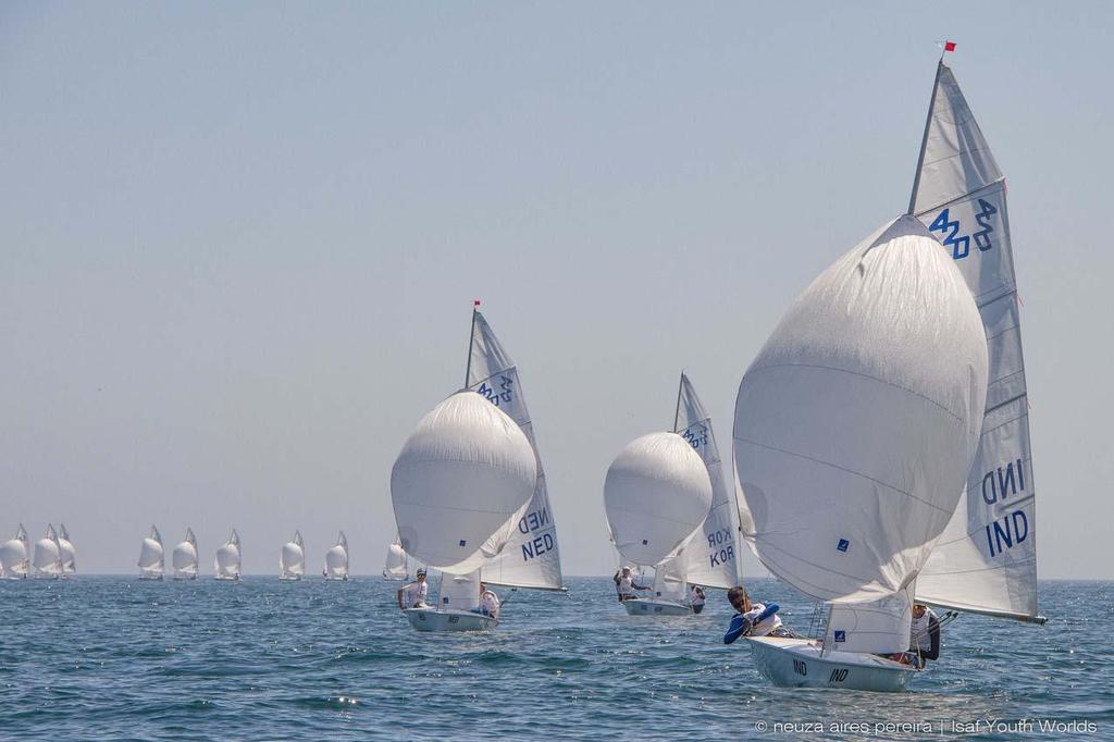 420 boy's fleet at the 2014 ISAF Youth Sailing World Championship ©  Neuza Aires Pereira | ISAF Youth Worlds