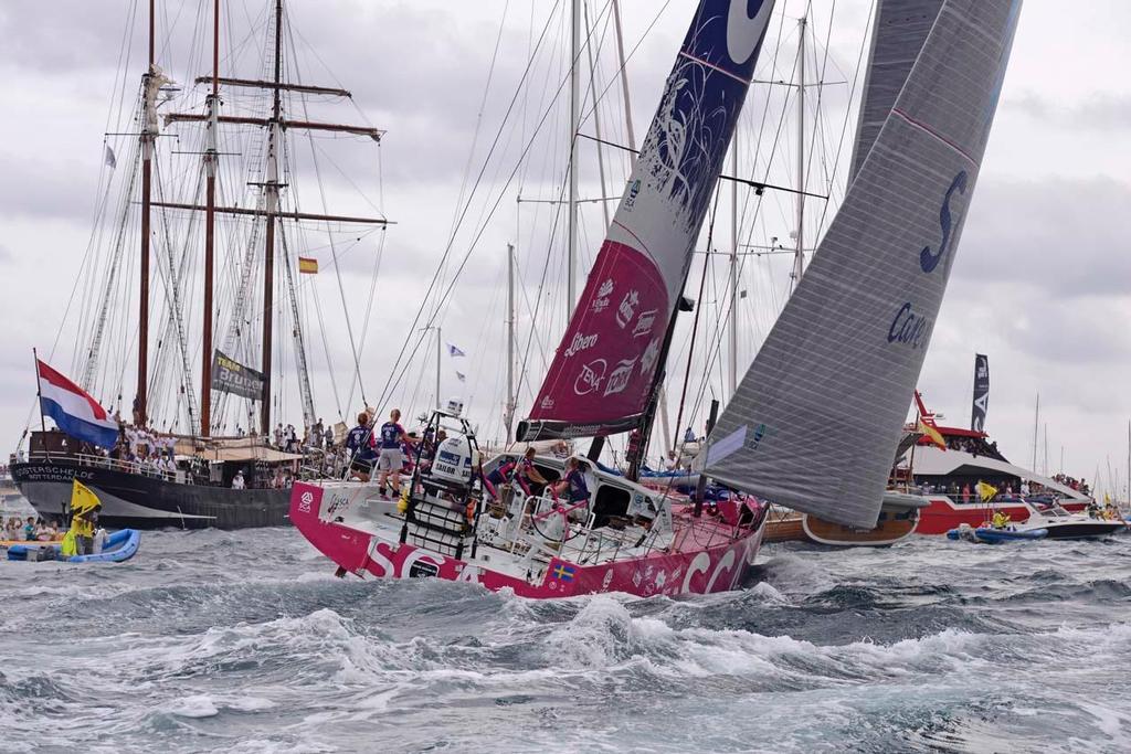 Team SCA start of Leg 1 of the Volvo Ocean Race 2014-15 Alicante Spain to Cape Town, South Africa. © Rick Tomlinson / Team SCA