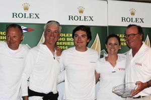 2014 Rolex Big Boat Series, prizegiving - Don Jesberg (far right) winner Melges fleet ``Viva`` photo copyright Chuck Lantz http://www.ChuckLantz.com taken at  and featuring the  class