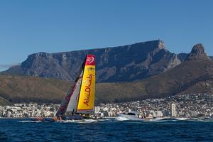 November 5, 2014. Abu Dhabi Ocean Racing crosses the finish line in Cape Town as the winners of Leg one. - Volvo Ocean Race 2014-15 photo copyright  Ian Roman / Abu Dhabi Ocean Racing taken at  and featuring the  class