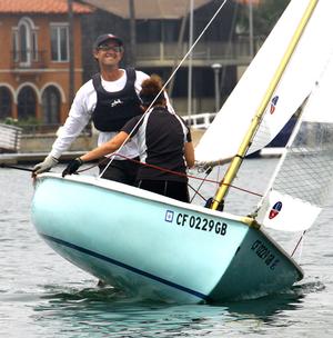 Smile time! Shown winning Race four, Kevin Thomas and crew Amanda Wayne lead the Gold fleet after six races photo copyright Rich Roberts taken at  and featuring the  class