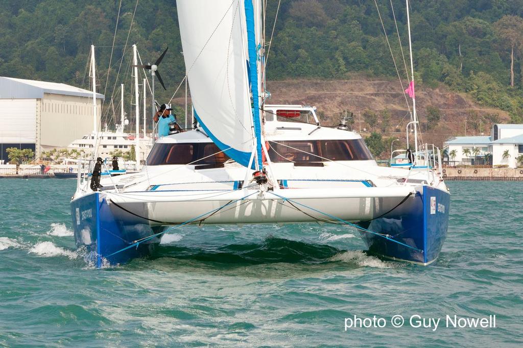 Like a block of flats bearing down on the line... 2Fast4You. Royal Langkawi International Regatta 2015 © Guy Nowell http://www.guynowell.com