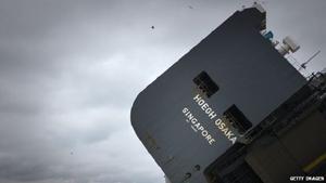 The ship is 51,000 tonnes and was only one third full - Hoegh Osaka ran aground. photo copyright Getty Images taken at  and featuring the  class