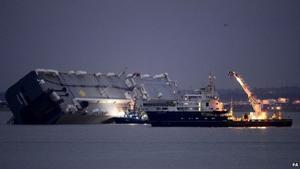 Teams are working to assess how best to refloat the cargo ship - Hoegh Osaka ran aground. photo copyright  PA taken at  and featuring the  class