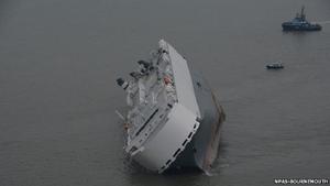 The ship ran aground 50 minutes after setting sail from Southampton - Hoegh Osaka ran aground. photo copyright NPAS-Bournemouth taken at  and featuring the  class