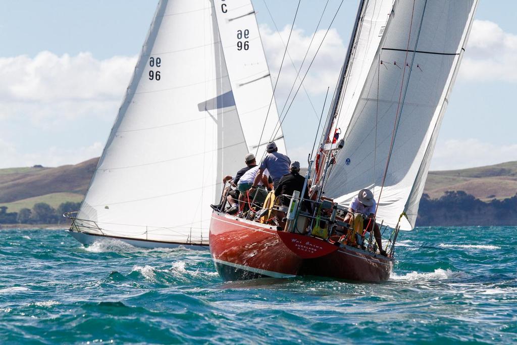 Rainbow II crosses ahead of Wai Aniwa - One Ton Cup Revival - Race 2 - March 2, 2015 © Ivor Wilkins/Offshore Images http://www.offshoreimages.com/