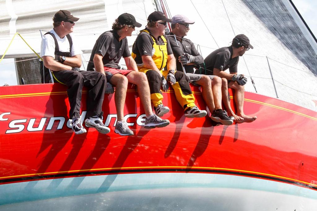 On the rail on Sundance  in Race 2 of the One Ton Cup Revival series - One Ton Cup Revival - Race 2 - March 2, 2015 © Ivor Wilkins/Offshore Images http://www.offshoreimages.com/