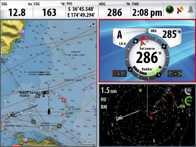 Taking control of autopilot functions is easier than ever. NSE 2.0 software combines the world&rsquo;s best performing autopilot system with the brilliant NSE displays, allowing users to combine charting, autopilot and vessel pages for unprecedented vessel control. &copy; Navico http://www.navico.com
