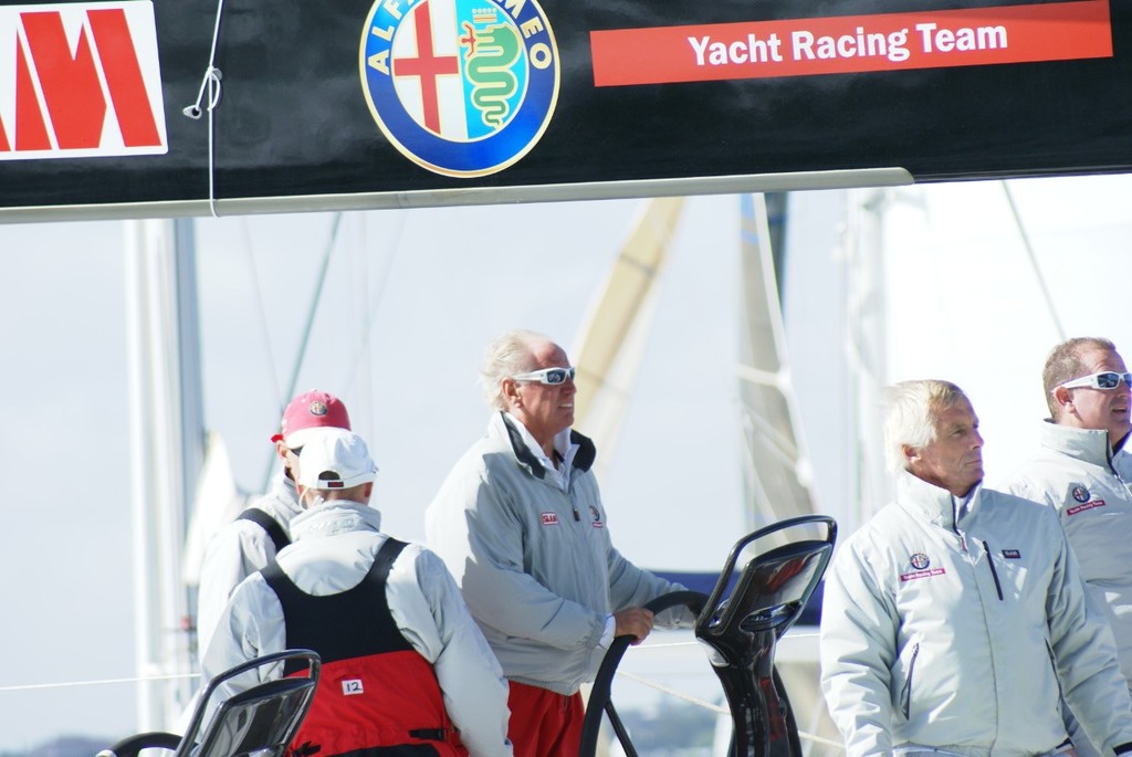 Owner/skipper Neville Crichton on the helm of Alfa Romeo 2 - at the start of the 2009 HSBC Coastal Classic © Richard Gladwell www.photosport.co.nz