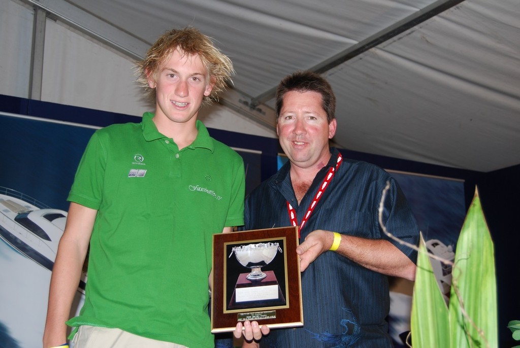 Champion Junior Dylan Simpson with NSWGFA President Otto Volz. photo copyright Riviera . http://www.riviera.com.au taken at  and featuring the  class