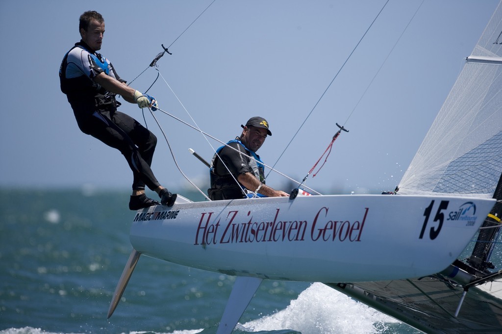 Tornado Sailors, NED 1, Mitch Booth and Piu Nieuvenhuis at Sail Melbourne 2008.  © Richard Langdon /Ocean Images http://www.oceanimages.co.uk
