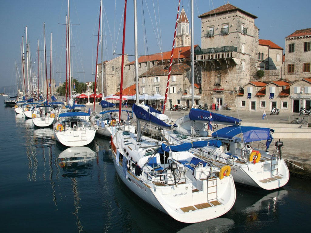 At anchor along the town quay in Trogir - Croatia © Mariner Boating Holidays http://www.marinerboating.com.au