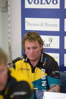 An emotional Nick Bice at the ABN AMRO TWO press conference in Portsmouth on 23rd May 2006. Volvo Ocean Race 2005-2006 © Paul Todd © Volvo Ocean Race http://www.volvooceanrace.com