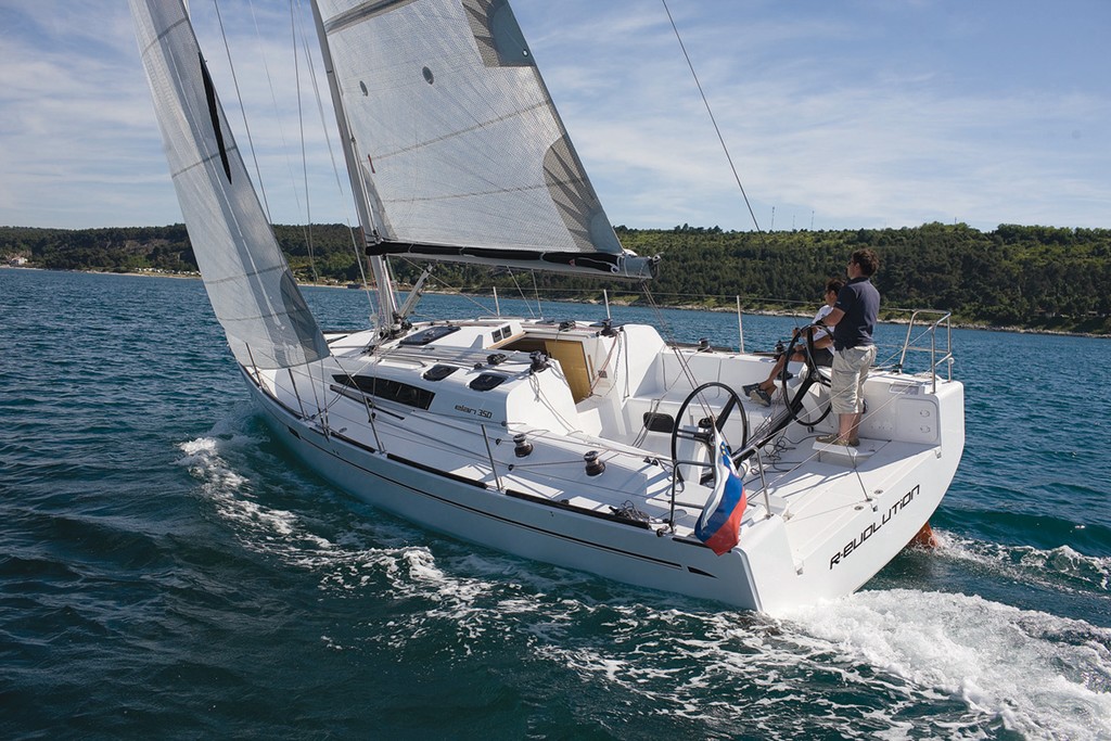 Elan 350 Twin Rudder Twin Wheel Design by Rob Humphreys  © Elan Marine