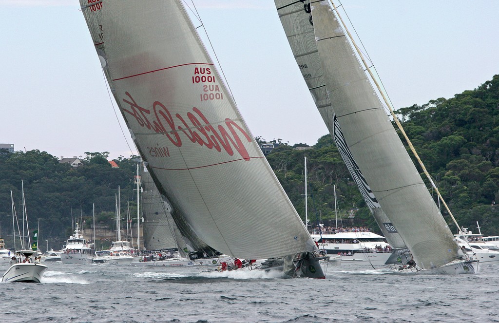 Wild Oats XI and Investec Loyal chase down Sydney Harbour - Rolex Sydney Hobart Yacht Race 2010 © Crosbie Lorimer http://www.crosbielorimer.com