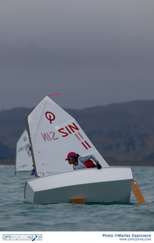 Singaporean Sailor Jillian Lee Sook Ying, established a commanding lead during her first race - OptiWorldsNZ 2011 © Matias Capizzano http://www.capizzano.com