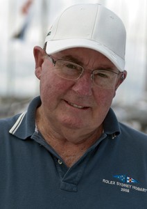 Tony Cable on the boom of DUENDE, the TP52 on which Cable is to sail his 46th Sydney-Hobart race. DUENDE, Sail No: ESP6100, Owner: Damien Parkes, Design: Judel Vrolijk 52, LOA (m): 15.4, State: NSW photo copyright  Rolex/ Kurt Arrigo http://www.regattanews.com taken at  and featuring the  class