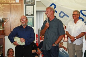 P Class stalwart John Olds is honoured by MBSC with a Life Membership - Stack 2012  New Zealand P-Class Nationals photo copyright John Adair taken at  and featuring the  class