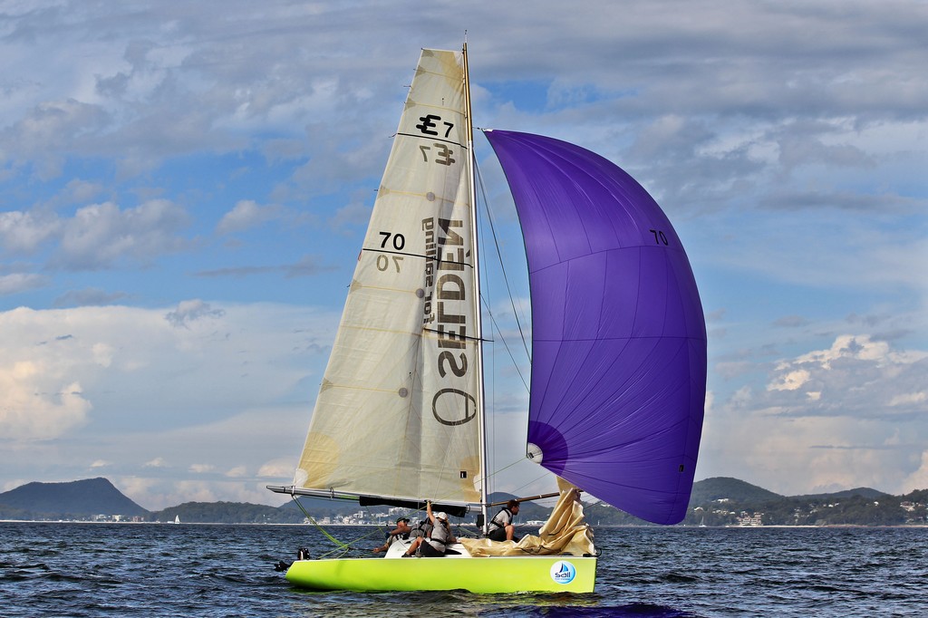 Selden Deck Hardware races in the Elliot 7 Class during 2012 Sail Port Stephens Regatta  Day 6.  © Matt King /Sail Port Stephens 2012