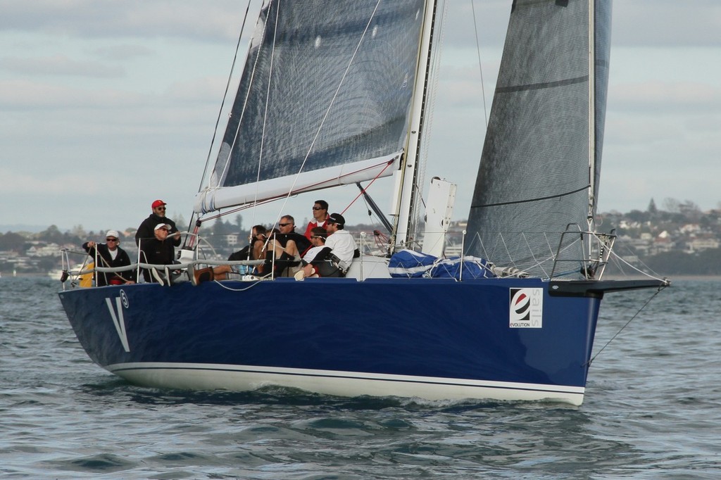 V5 after the start of the Evolution Sails Sail Noumea race. photo copyright Richard Gladwell www.photosport.co.nz taken at  and featuring the  class
