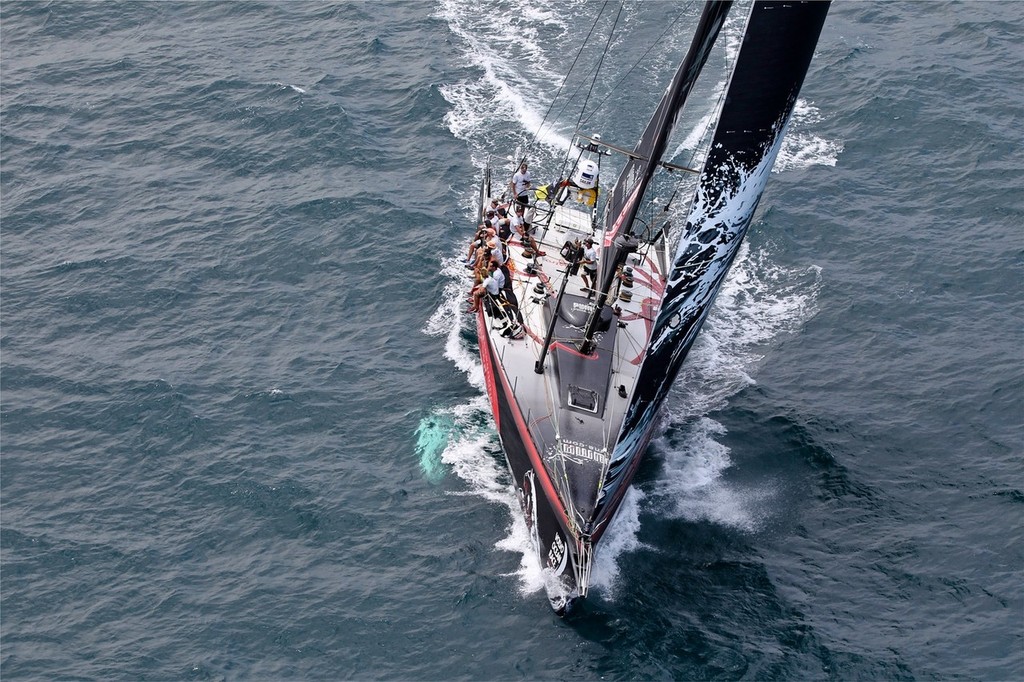 Puma power towards the finish line of leg 6 from Itajai, Brazil, to Miami, USA, during the Volvo Ocean Race 2011-12.  © Ian Roman/Volvo Ocean Race http://www.volvooceanrace.com