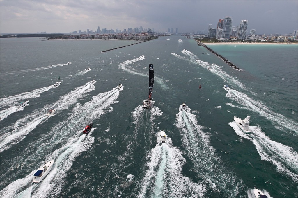 Puma take first place, on leg 6 from Itajai, Brazil, to Miami, USA, during the Volvo Ocean Race 2011-12.  © Ian Roman/Volvo Ocean Race http://www.volvooceanrace.com