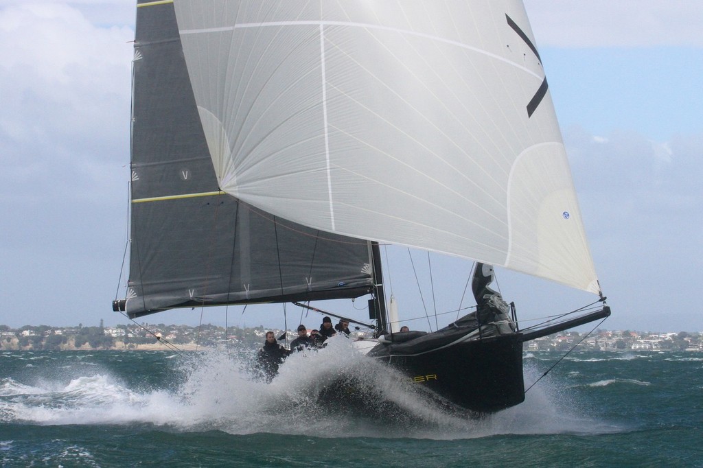 Crusader blasting out of the Rngitoto Channel - 2012 Coastal Classic © Richard Gladwell www.photosport.co.nz