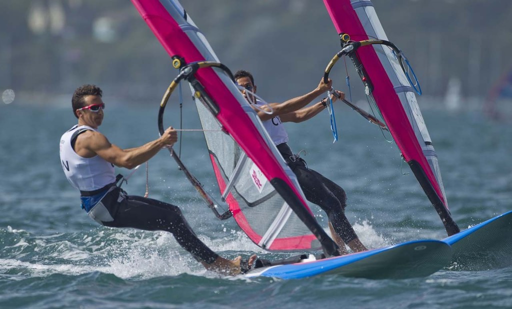 20120804 Copyright onEdition 2012©
Free for editorial use image, please credit: onEdition

Zachary Plavsic (CAN) competing today, 04.08.12, in the Men's Windsurfer (RSX) event in The London 2012 Olympic Sailing Competition.

The London 2012 Olympic Sailing Competition runs from 29 July to 12 August and brings together 380 of the world's best sailors to race on Weymouth Bay.
Sailing made its Olympic debut in 1900 and has appeared at every Olympic Games since 1908.
In 2012 athletes from 63 nations photo copyright onEdition http://www.onEdition.com taken at  and featuring the  class