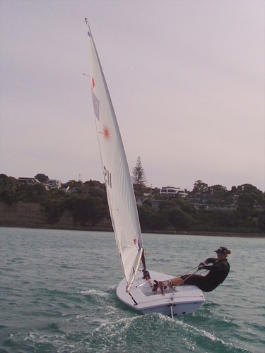A CSpar carbon spar being tested in a Laser during development in New Zealand in 2012 The spars work well with licenced and unlicenced alt-Laser sails © SW