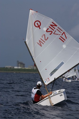 Third placed SIN 117 Jessica Goh prepares for Day 4 2012 Optimist Worlds &copy; John Adair
