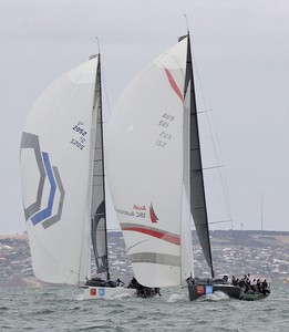 Calm 2 and Hooligan in close racing. - TP52 Southern Cross Cup photo copyright  John Curnow taken at  and featuring the  class