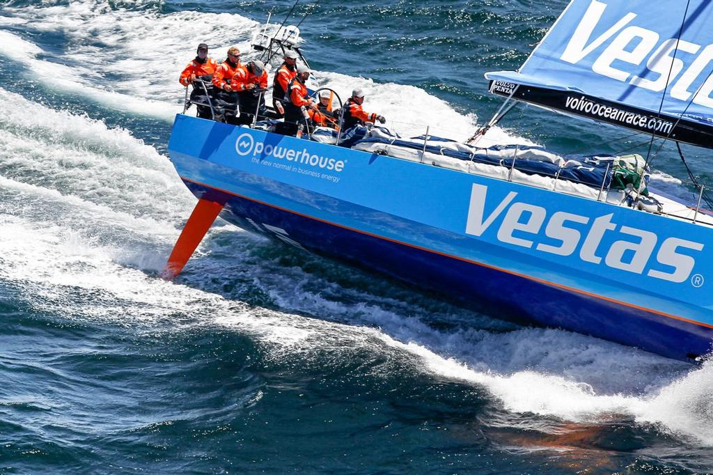 The VO65 heels significantly more than the VO70 to get form stability -  Team Vestas Wind approaches land in fourth place for Leg 1 from Alicante to Cape Town. ©  Ainhoa Sanchez/Volvo Ocean Race