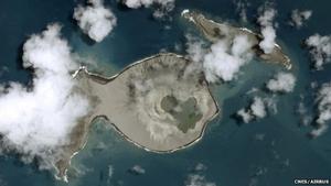 A large new crater emerged after the eruption last December - Hunga Tonga volcano photo copyright CNES/Airbus taken at  and featuring the  class
