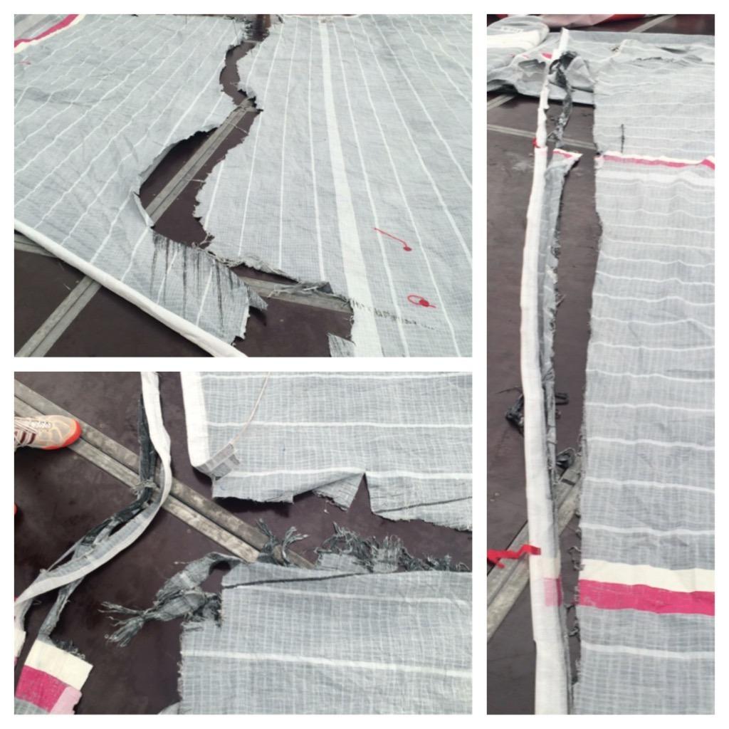 Team SCA's damaged FR0 - A report from the Volvo Ocean Race Boatyard Sail Loft deemed that the damaged sail was unusable © Team SCA