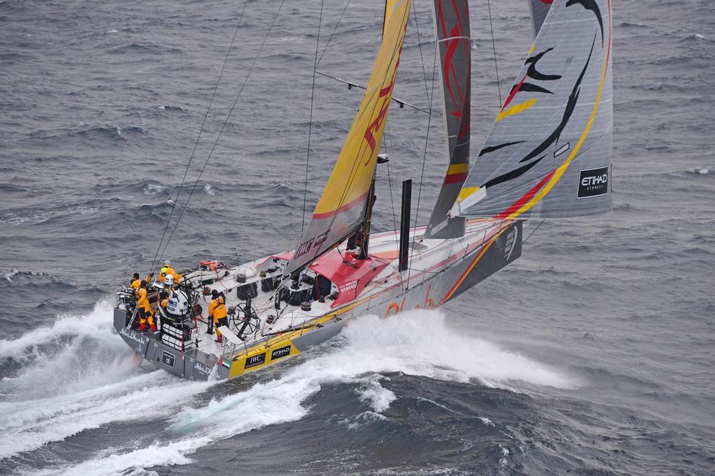 30th March, 2015. Volvo Ocean Race. Leg 5, Auckland, New Zealand to Itajai, Brazil. Abu Dhabi Ocean Racing rounds Cape Horn. © Rick Tomlinson/Volvo Ocean Race http://www.volvooceanrace.com