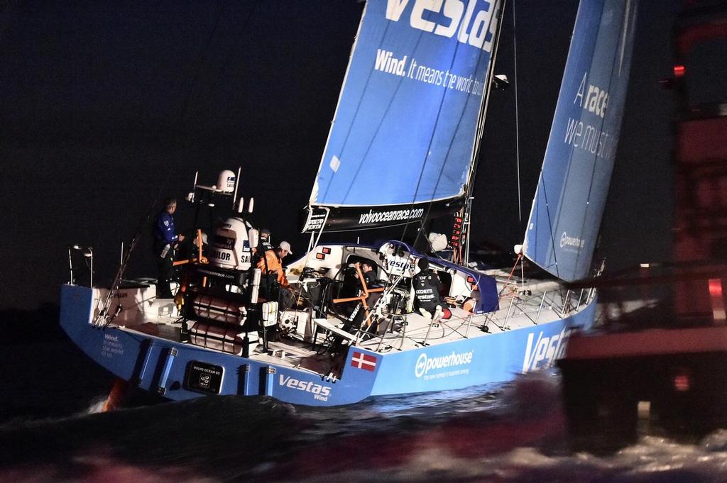 June 11, 2015. Team Vestas Wind arrives in second position for Leg 8 from Lisbon to Lorient © Ricardo Pinto / Volvo Ocean Race