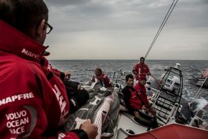 Onboard MAPFRE – Jean Luc Nelias thinking about tacking just before the wind shift - Leg 8 to Lorient – Volvo Ocean Race 2015 photo copyright Francisco Vignale/Mapfre/Volvo Ocean Race taken at  and featuring the  class