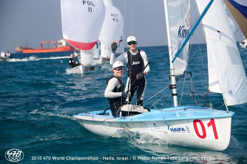 Jo Aleh and Polly Powrie - 2015 470 World Championships, Haifa, Israel © International 470 Class Association