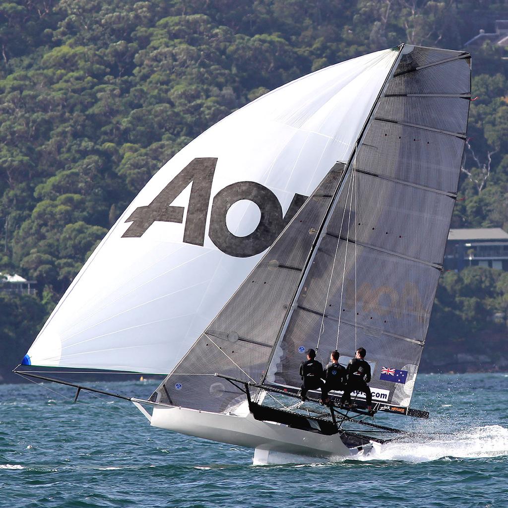 AON was in great form before a Manly Ferry affected their chances - Race 3 - JJ Giltinan Trophy 2016 photo copyright Frank Quealey /Australian 18 Footers League http://www.18footers.com.au taken at  and featuring the  class