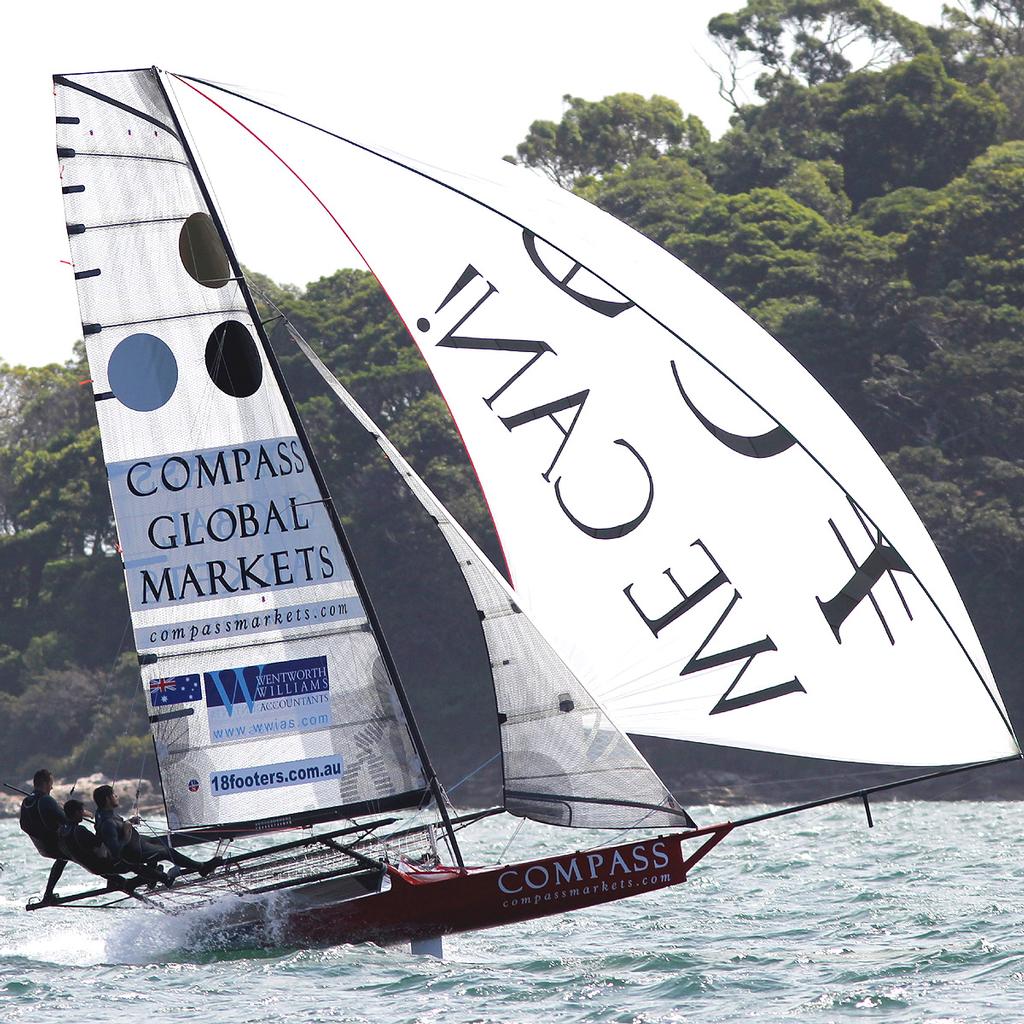 compassmarkets.com came from well back early to challenge the leaders over the final legs of the course - Race 3 - JJ Giltinan Trophy 2016 photo copyright Frank Quealey /Australian 18 Footers League http://www.18footers.com.au taken at  and featuring the  class