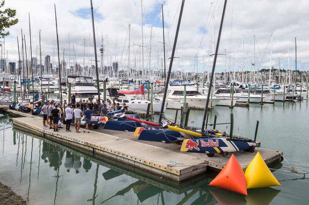 Young Sailors train in practice during Foiling Generation on the Waitemata Harbour in Auckland, New Zealand on March 2, 2016 photo copyright Red Bull Content Pool taken at  and featuring the  class